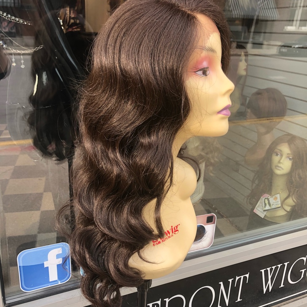Wig brown Swisslace lacefront Deep Waves 26 Long - Picture 6 of 8